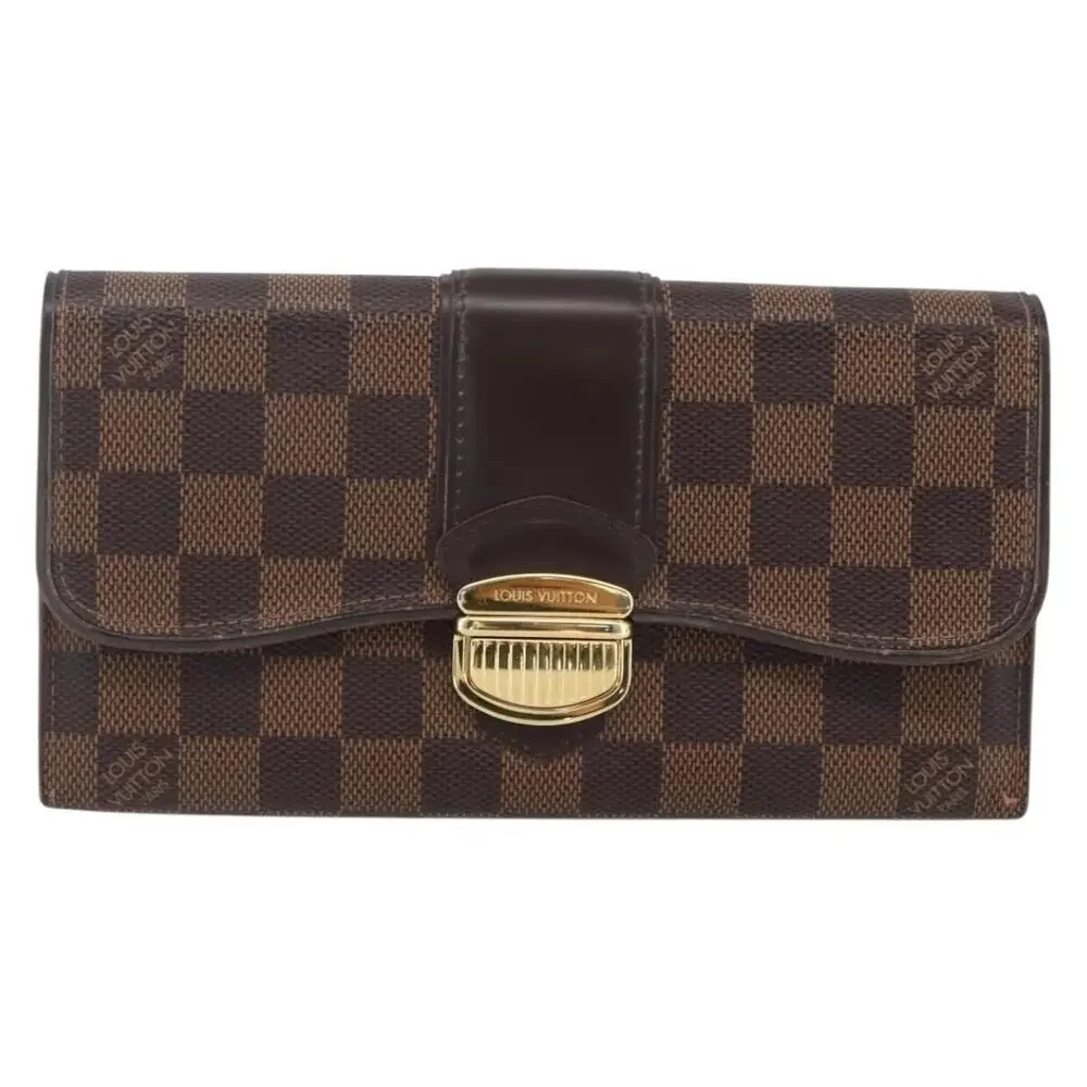 Louis Vuitton Damier Ebene Portefeuille Sistina Long Wallet Brown